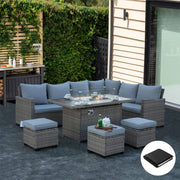 Galle 9 Seater Rattan Garden Furniture With Fire Pit Sofa Set