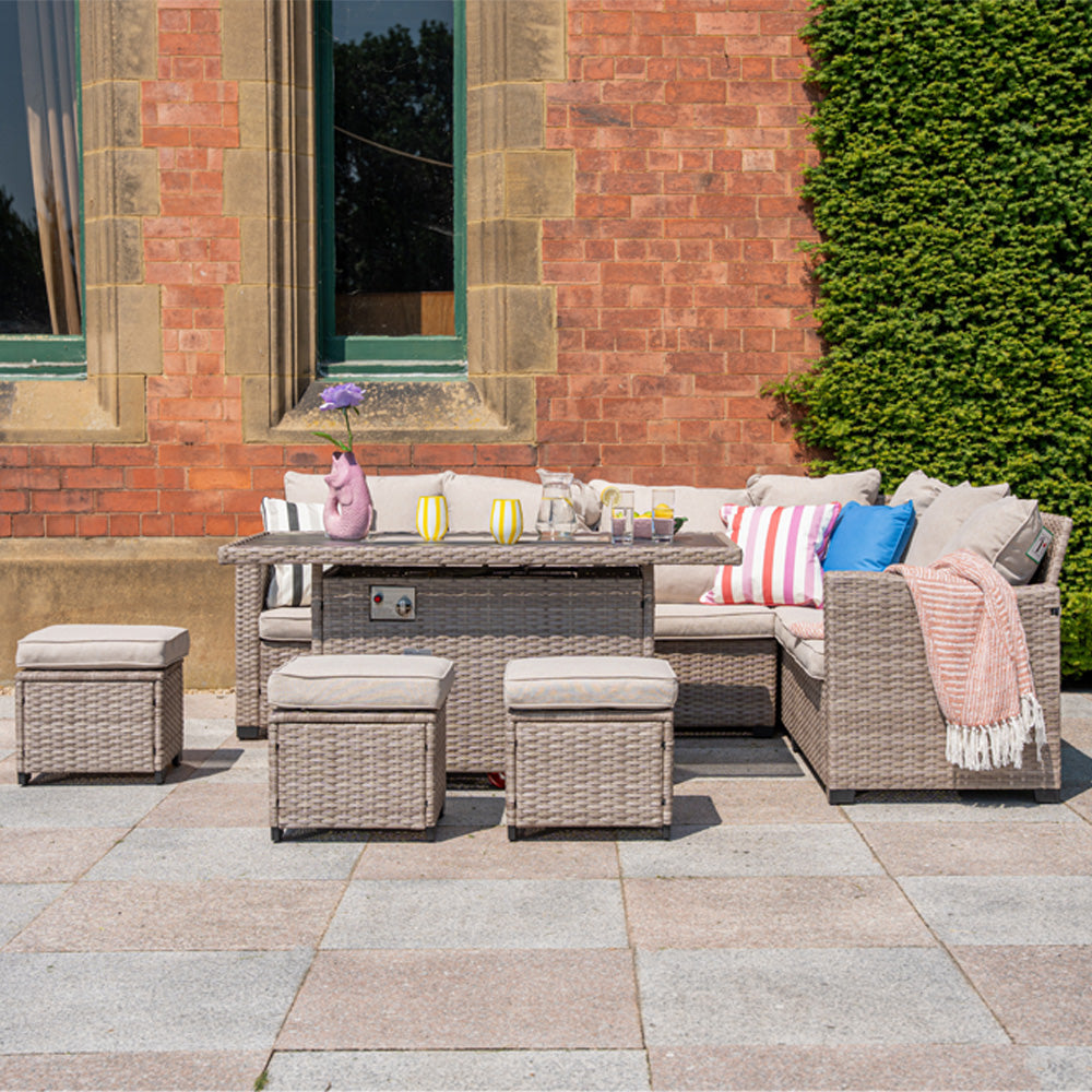 Galle 9 Seater Rattan Garden Furniture With Fire Pit Sofa Set