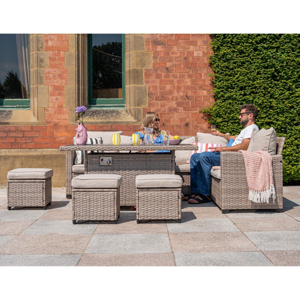 Galle 9 Seater Rattan Garden Furniture With Fire Pit Sofa Set