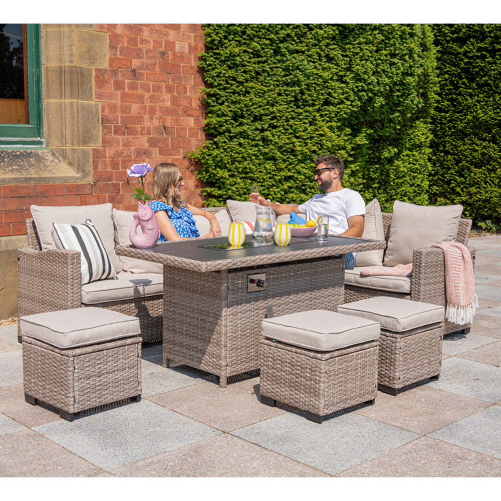 Galle 9 Seater Rattan Garden Furniture With Fire Pit Sofa Set