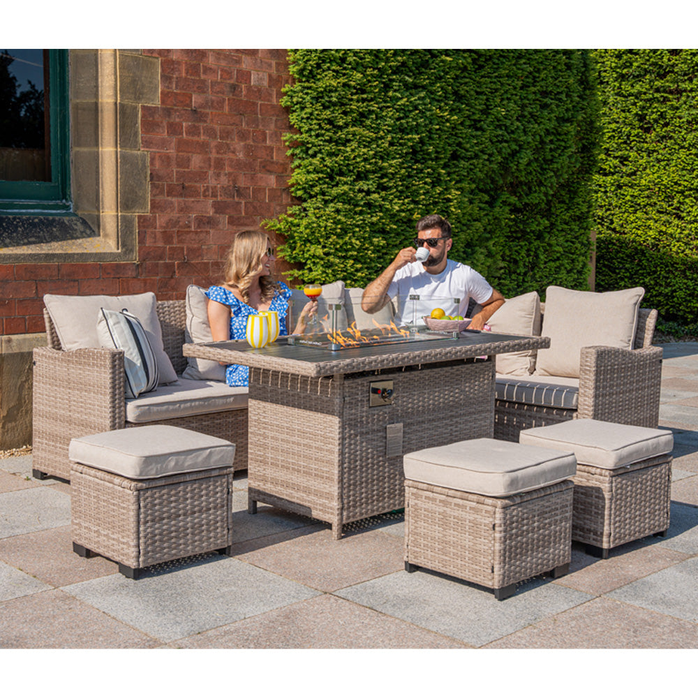 Galle 9 Seater Rattan Garden Furniture With Fire Pit Sofa Set