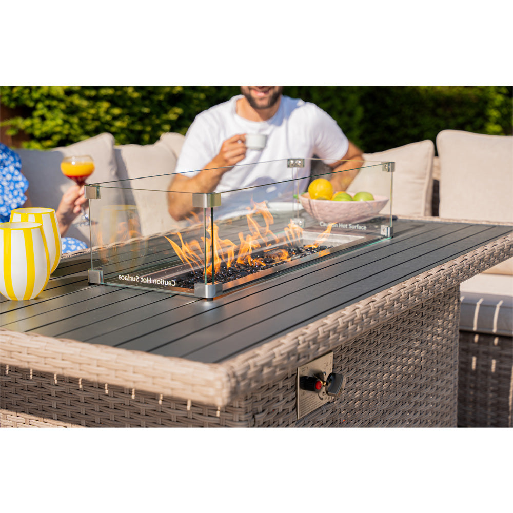 Galle 9 Seater Rattan Garden Furniture With Fire Pit Sofa Set