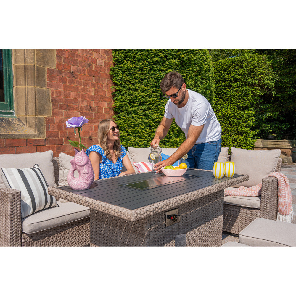 Galle 9 Seater Rattan Garden Furniture With Fire Pit Sofa Set