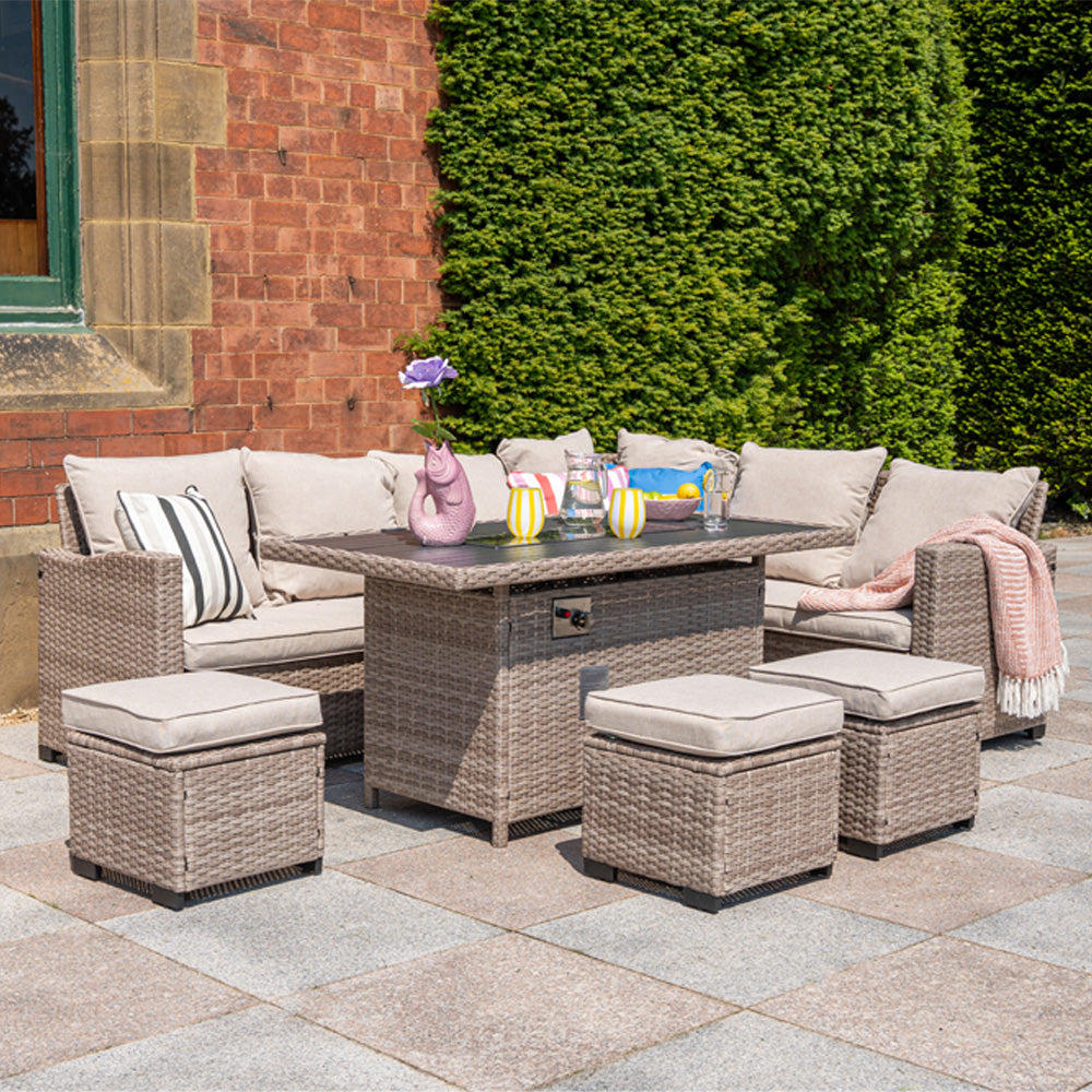 Galle 9 Seater Rattan Garden Furniture With Fire Pit Sofa Set