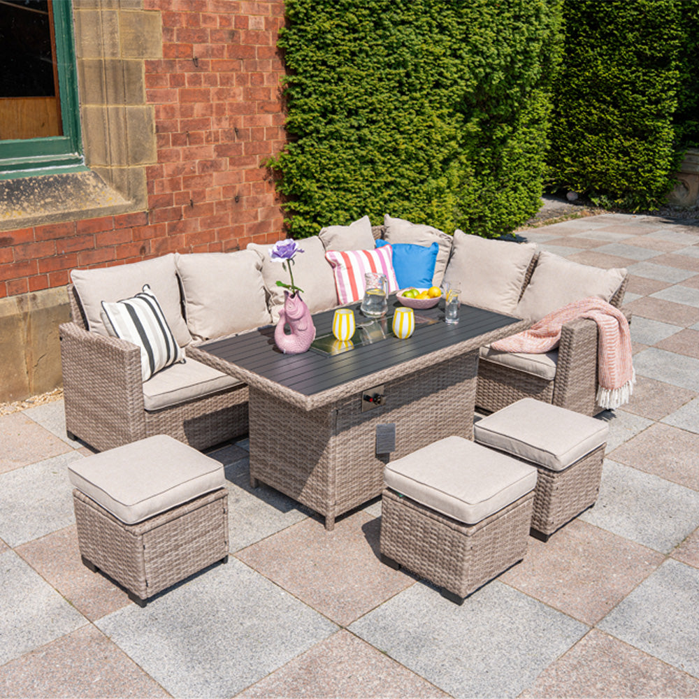 Galle 9 Seater Rattan Garden Furniture With Fire Pit Sofa Set