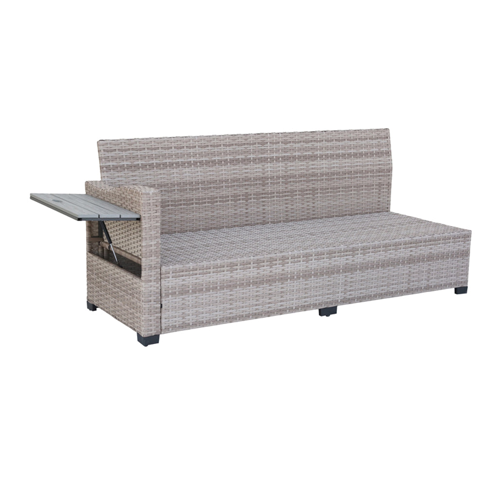 Galle Right Facing 9 Seater Garden Furniture Corner Sofa Fire Pit Set With Foldable Side Tables