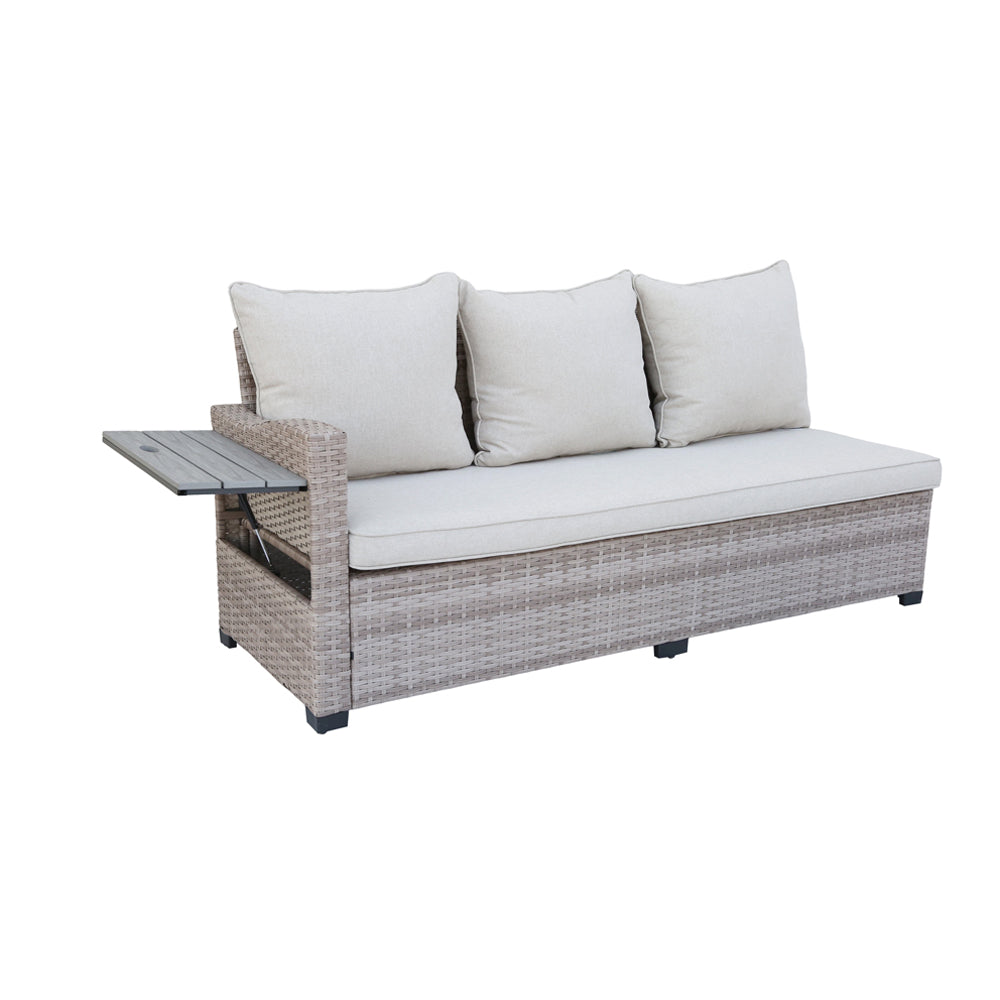 Galle Right Facing 9 Seater Garden Furniture Corner Sofa Fire Pit Set With Foldable Side Tables