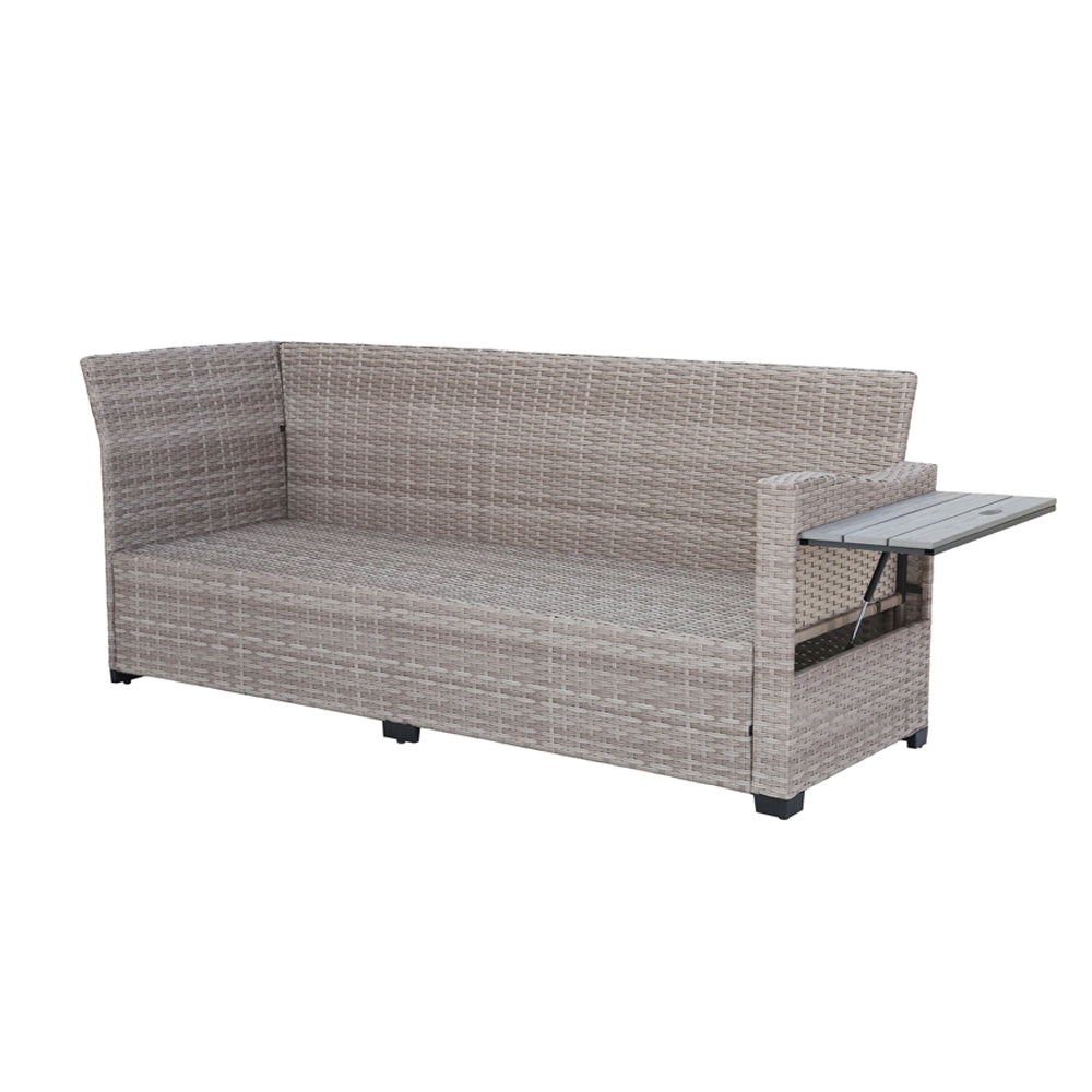 Galle Right Facing 9 Seater Garden Furniture Corner Sofa Fire Pit Set With Foldable Side Tables