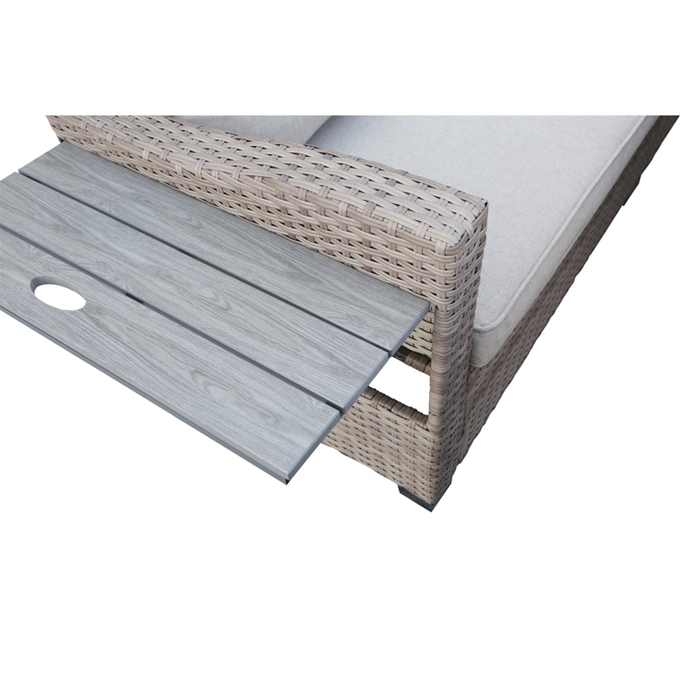 Galle Right Facing 9 Seater Garden Furniture Corner Sofa Fire Pit Set With Foldable Side Tables