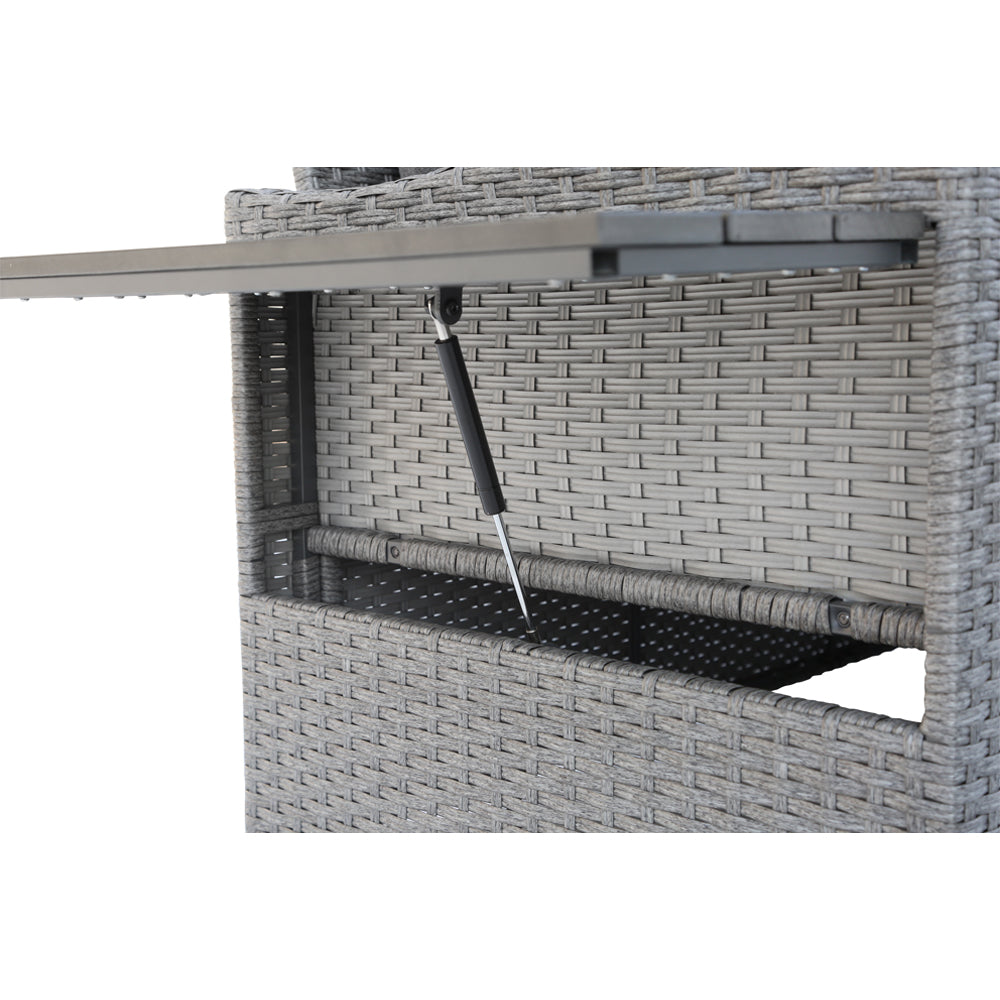 Galle Right Facing 9 Seater Garden Furniture Corner Sofa Fire Pit Set With Foldable Side Tables