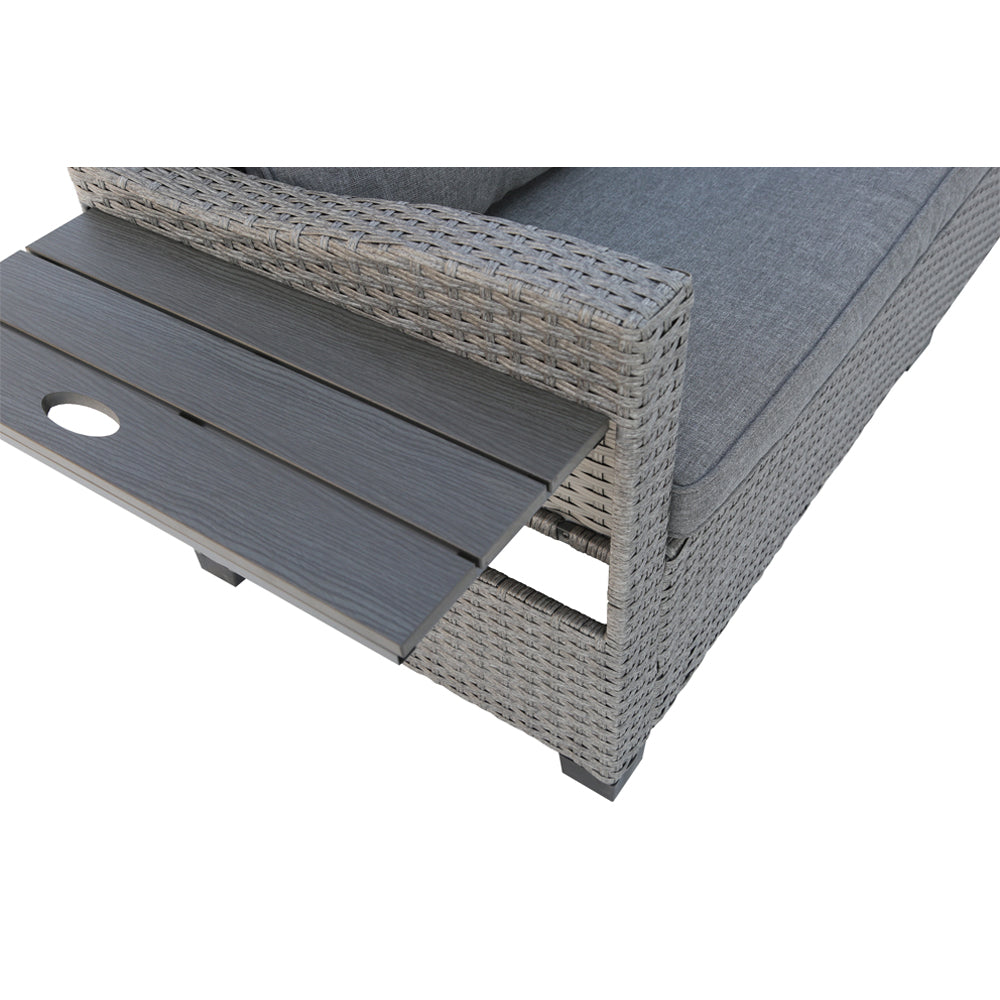 Galle Right Facing 9 Seater Garden Furniture Corner Sofa Fire Pit Set With Foldable Side Tables