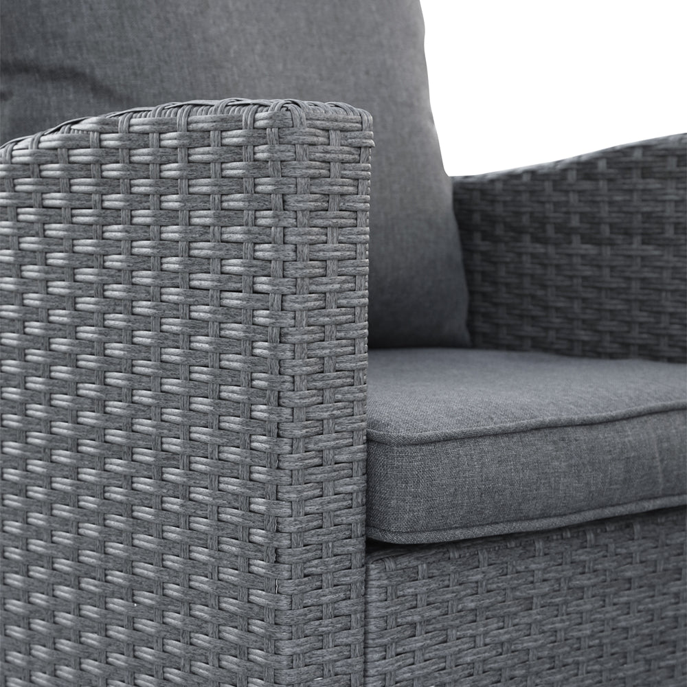 Galle Right Facing 9 Seater Garden Furniture Corner Sofa Fire Pit Set With Foldable Side Tables