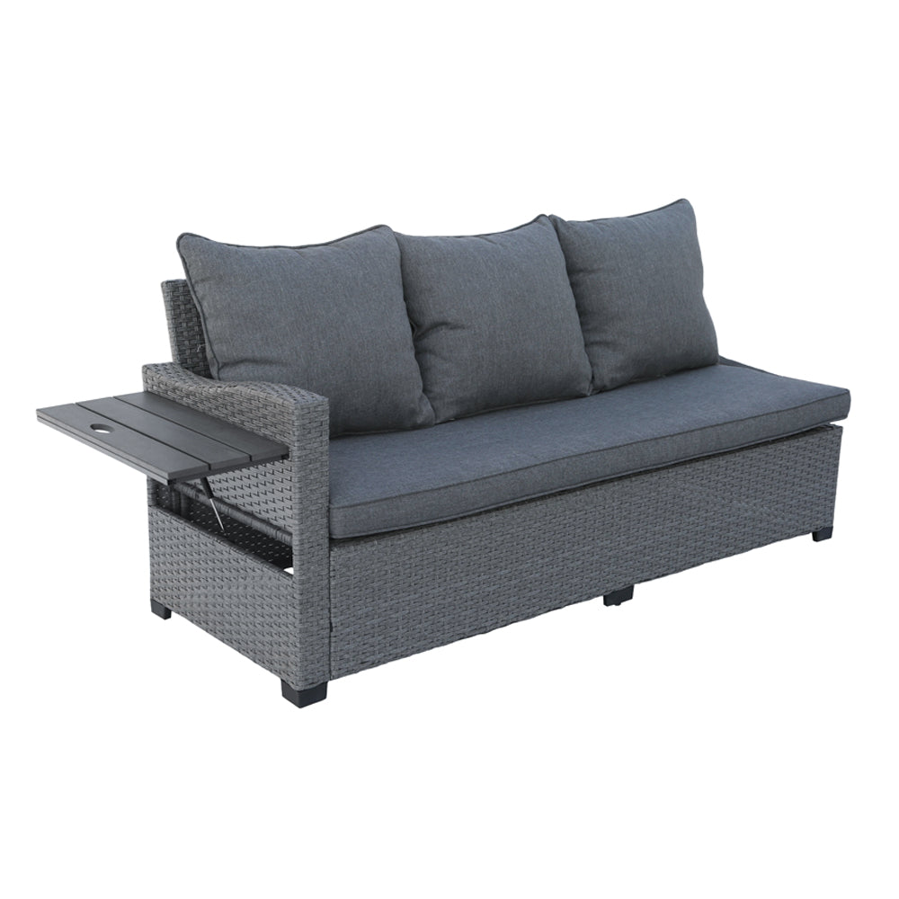 Galle Right Facing 9 Seater Garden Furniture Corner Sofa Fire Pit Set With Foldable Side Tables