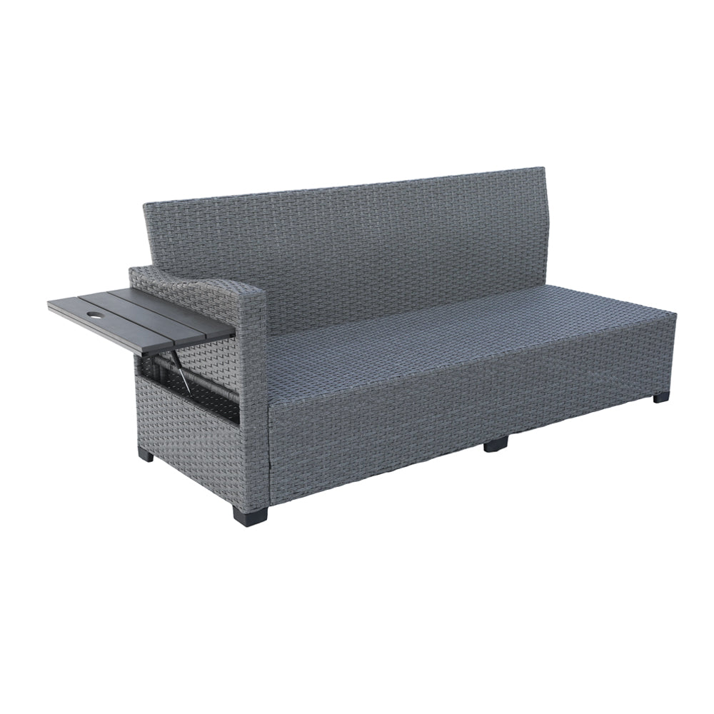 Galle Right Facing 9 Seater Garden Furniture Corner Sofa Fire Pit Set With Foldable Side Tables