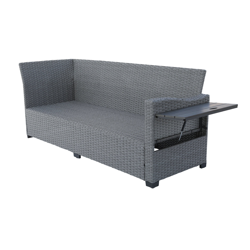 Galle Right Facing 9 Seater Garden Furniture Corner Sofa Fire Pit Set With Foldable Side Tables