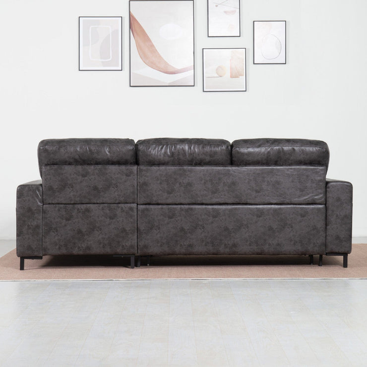 PU Leather 3 Seater Corner Sofa Bed With Corner Chaise and Storage
