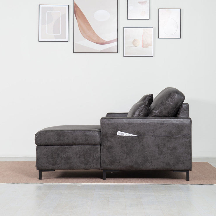 PU Leather 3 Seater Corner Sofa Bed With Corner Chaise and Storage