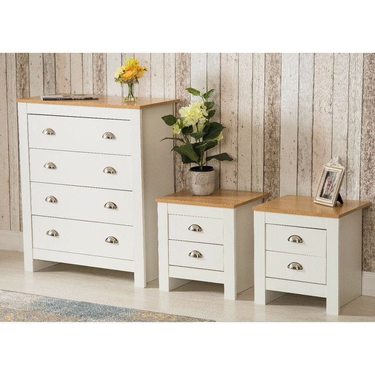 Heritage 3 Piece Bedside Chest Set With 2 Bedside Tables