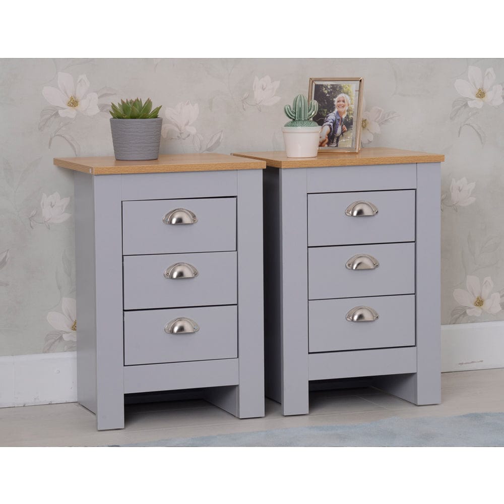 Set of 2 Heritage Bedside Tables Storage Cabinet