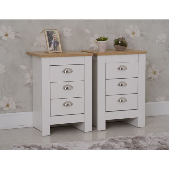 Set of 2 Heritage Bedside Tables Storage Cabinet