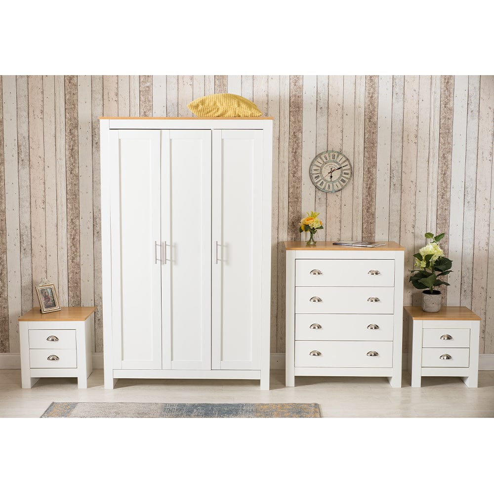 4 Piece Bedroom Set White and Oak Furniture Maxi