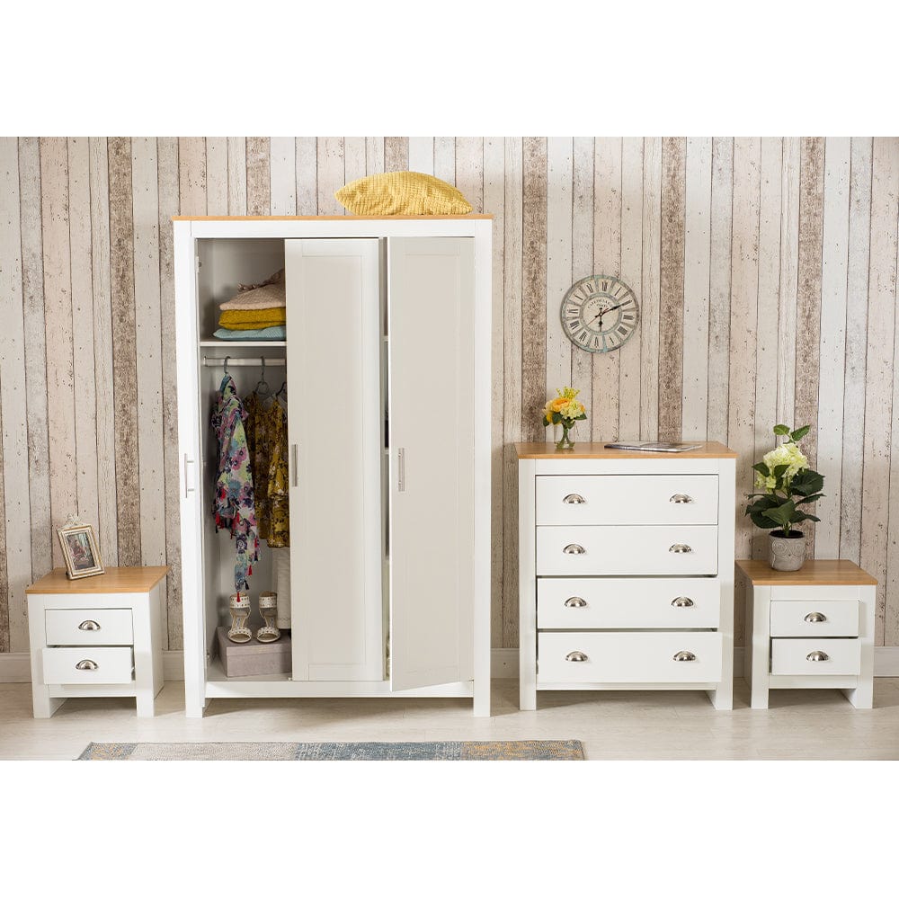 4 Piece Bedroom Set White and Oak | Furniture Maxi