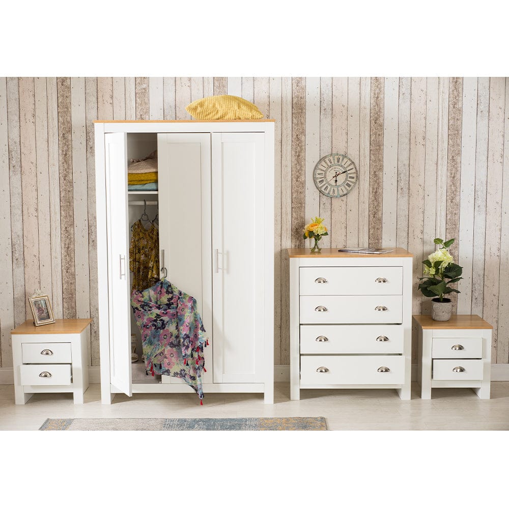 Heritage 4 Piece Bedroom Furniture Set Wardrobe Chest Bedside Table