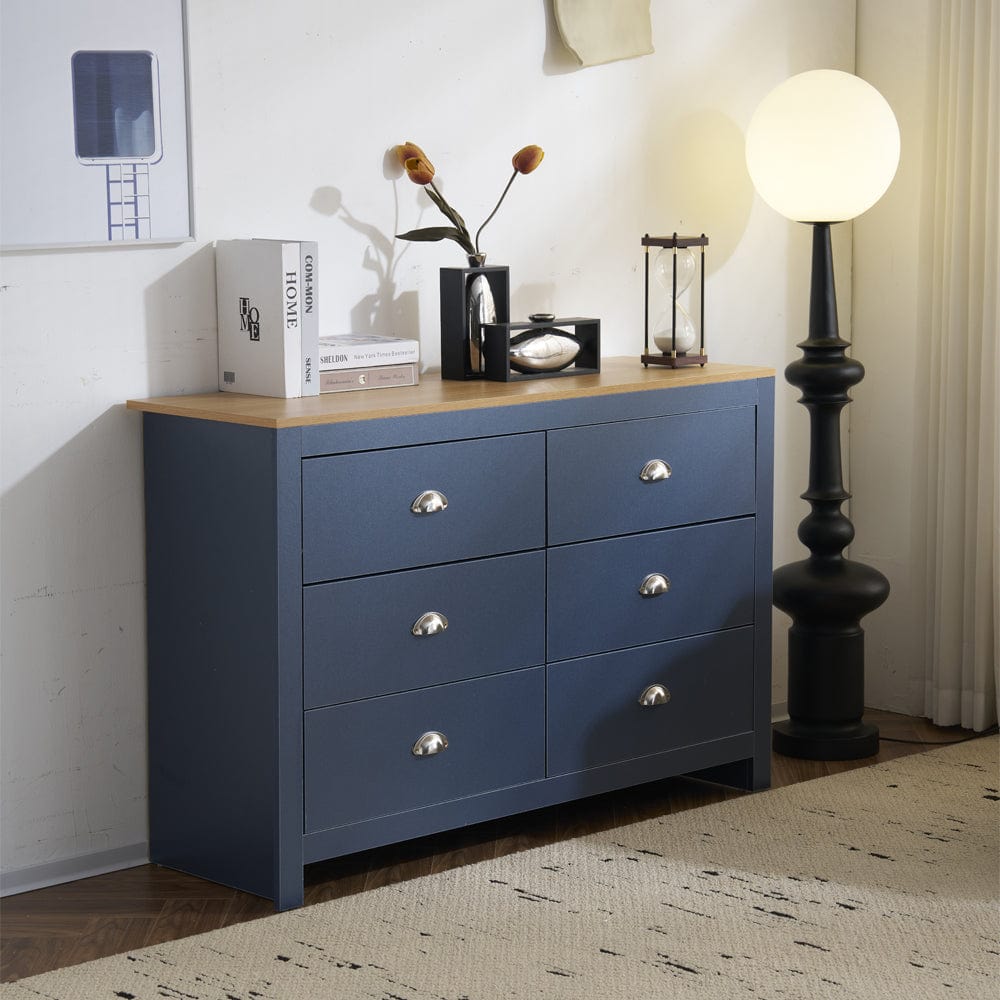 Heritage 6 Drawer Chest Bedroom Storage Cabinet