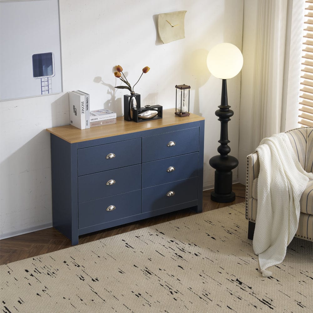 Heritage 6 Drawer Chest Bedroom Storage Cabinet