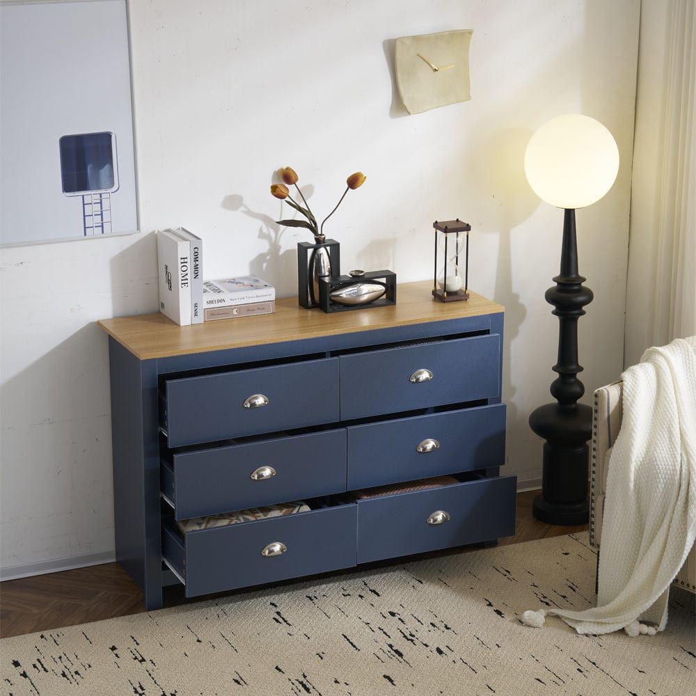 Heritage 6 Drawer Chest Bedroom Storage Cabinet