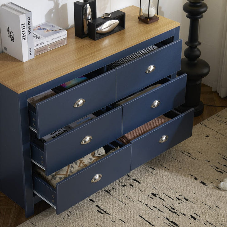 Heritage 6 Drawer Chest Bedroom Storage Cabinet