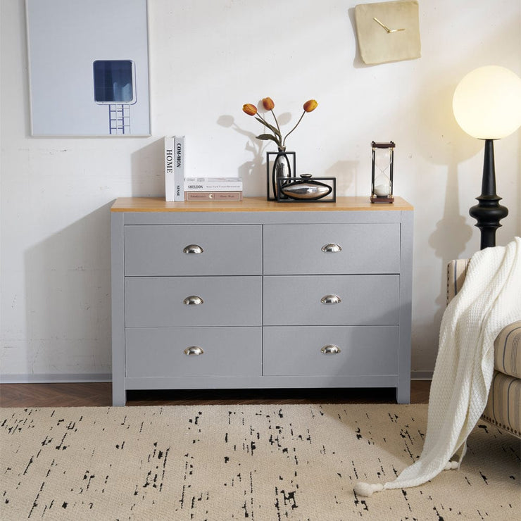 Heritage 6 Drawer Chest Bedroom Storage Cabinet