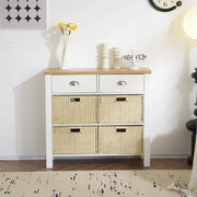 Heritage Sideboard Bedroom Storage Sideboard With 4 Straw Baskets