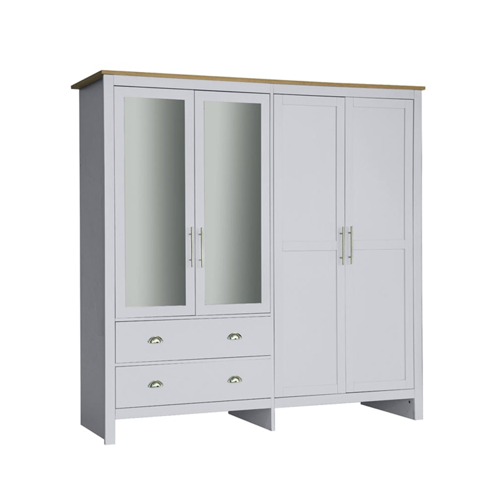 Heritage 4 Door 2 Drawer Mirrored Wardrobe