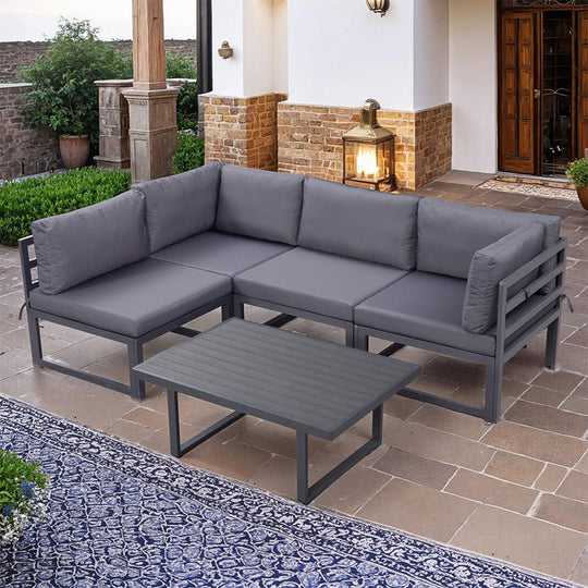 Hamburg Outdoor Modular Steel 4-Seater Garden Patio Sofa Set With Coffee Table