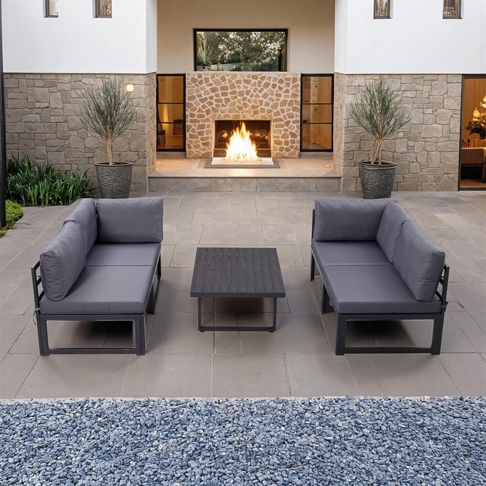 Hamburg Outdoor Modular Steel 4-Seater Garden Patio Sofa Set With Coffee Table