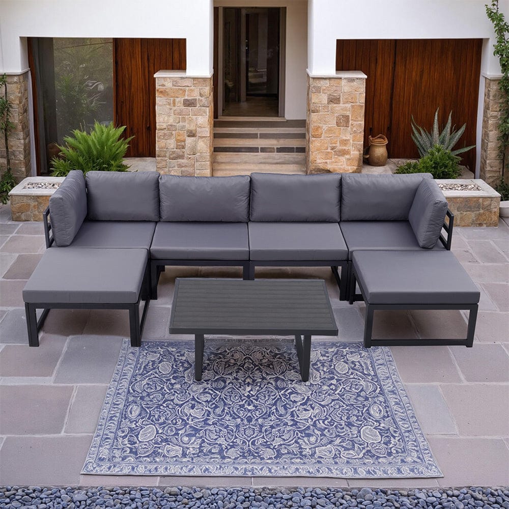 Hamburg Outdoor Modular Steel 6-Seater Garden Patio Sofa Set With Coffee Table