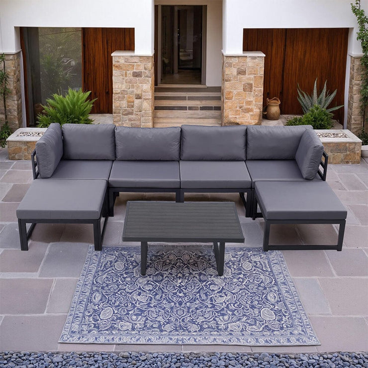 Hamburg Outdoor Modular 6-Seater Garden Patio Sofa Set With Coffee Table