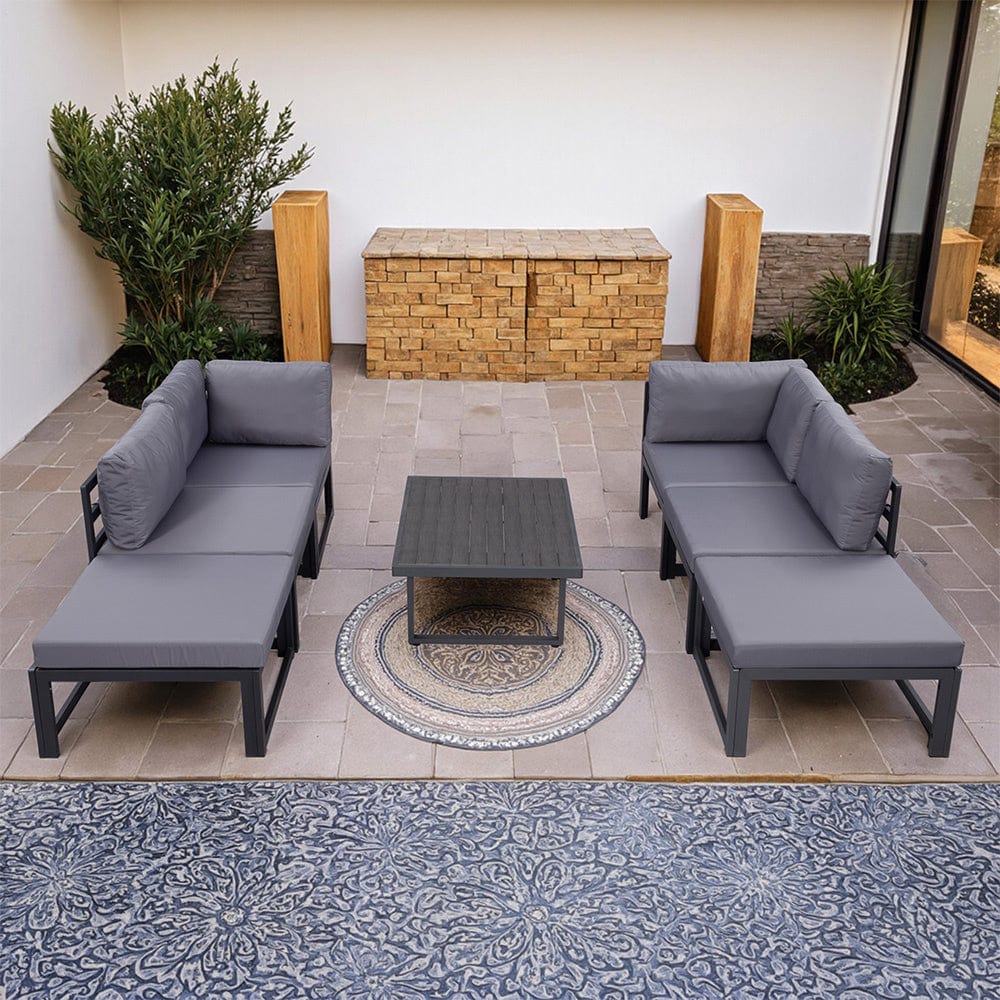 Hamburg Outdoor Modular Steel 6-Seater Garden Patio Sofa Set With Coffee Table
