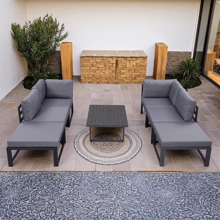 Hamburg Outdoor Modular 6-Seater Garden Patio Sofa Set With Coffee Table