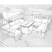 Hamburg Outdoor 8-Seater Garden Modular Steel Dining Set With Fire Pit Table
