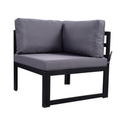 Hamburg Outdoor 9-Seater Garden Modular Steel Dining Set With Fire Pit Table
