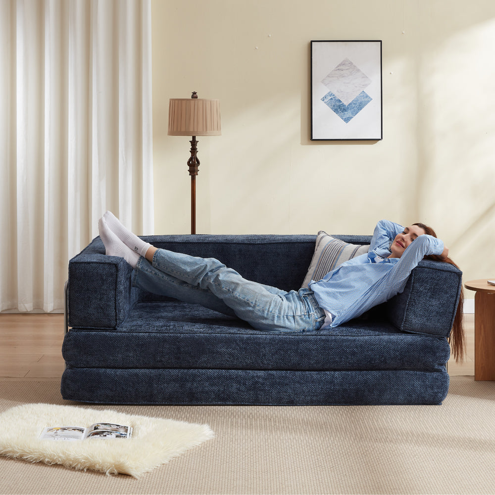 Hugspacee Velvet Compressed Daybed Upholstered Lounge Sofa