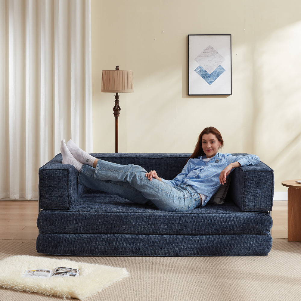 Hugspacee Velvet Compressed Daybed Upholstered Lounge Sofa