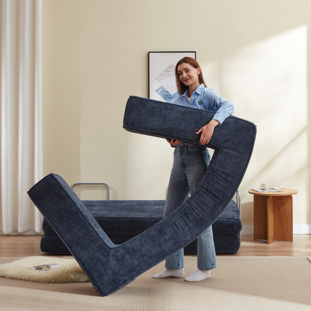 Hugspacee Velvet Compressed Daybed Upholstered Lounge Sofa