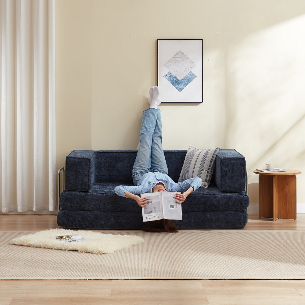 Hugspacee Velvet Compressed Daybed Upholstered Lounge Sofa
