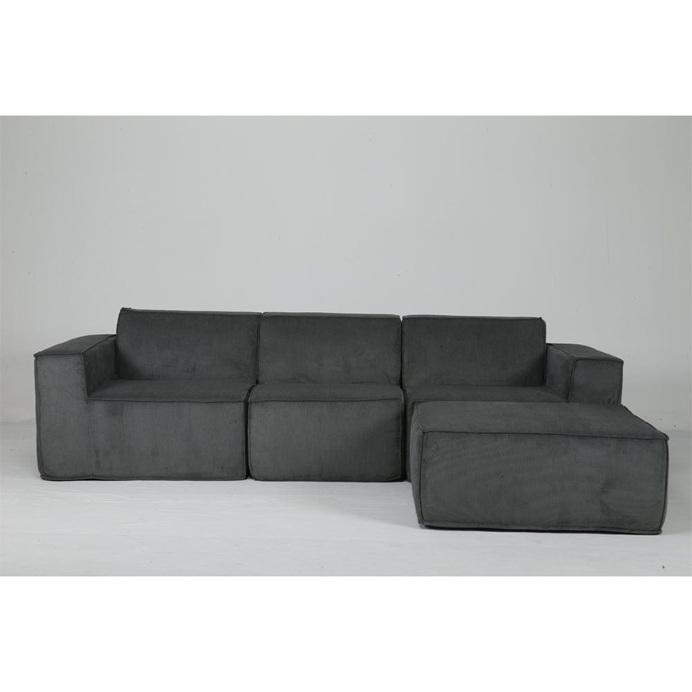 Hugspacee Corduroy 3 Seater Sofa with Footstool