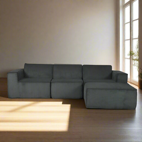 Hugspacee Corduroy 3 Seater Sofa with Footstool