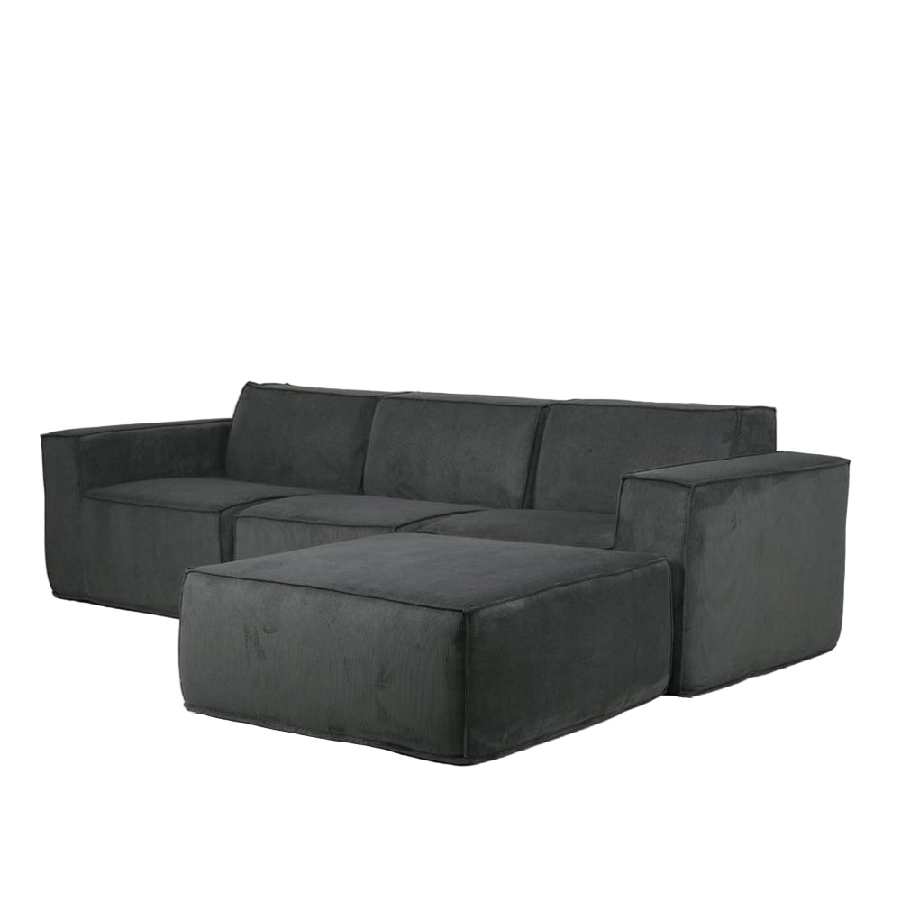 Hugspacee Corduroy 3 Seater Sofa with Footstool