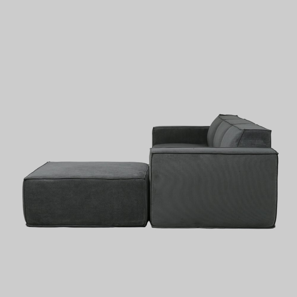 Hugspacee Corduroy 3 Seater Sofa with Footstool